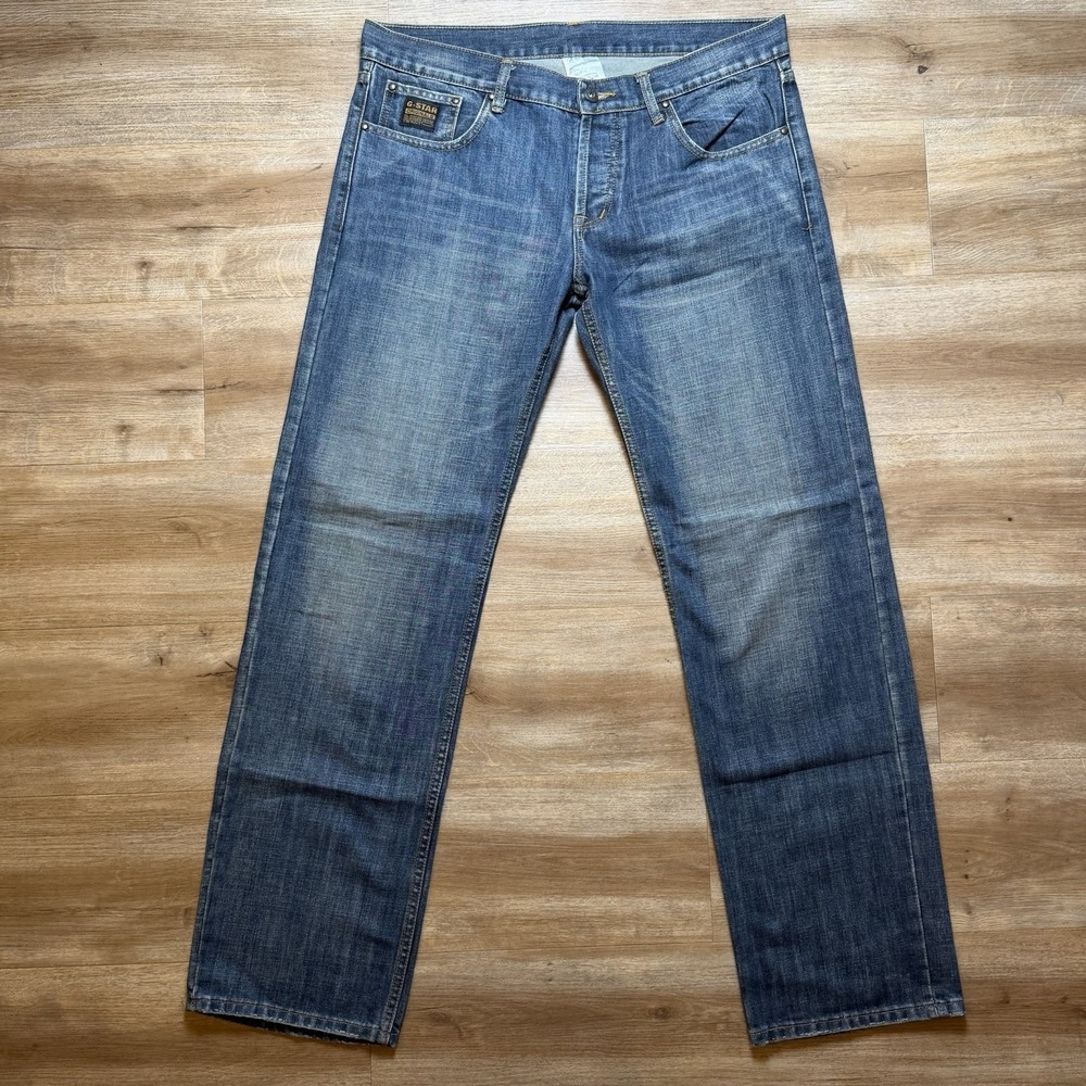 G-Star RAW Jeans Men 38x34 Blue Army Elwood Embroidered Medium Wash Denim Y2K - Picture 3 of 13